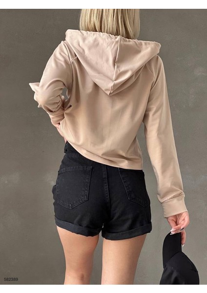 Kadın Kapüşonlu Iki Iplik Kumaş Sweatshirt (Renkli) indirimleri