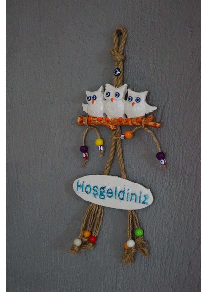 Hoşgeldiniz Beyaz 3 lü Baykuş Kapı Duvar Süsü fiyatları