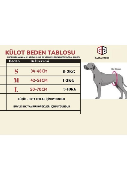 Salya Store Köpek Regl Külotu KL-103