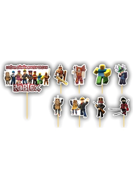 9 Adet Roblox Doğum Günün Kutlu Olsun Kürdanlı Cupcake Pasta Süsü Süsleme Kalın Kağıt fiyatları