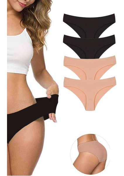 4 Adet Kadın Dikişsiz Lazer Kesim Esnek Iz Yapmayan Külot S2