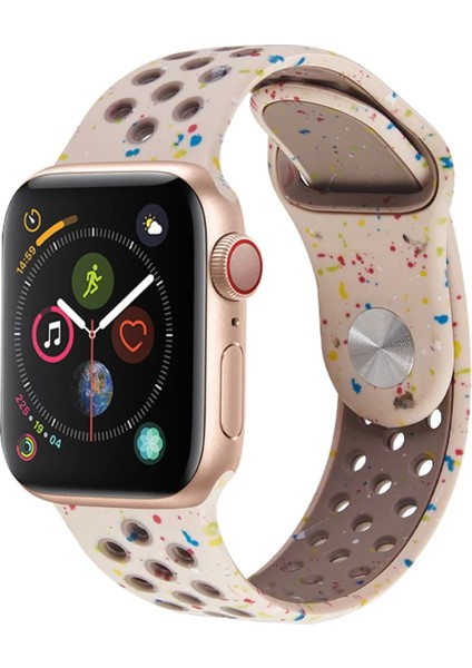 Nike Spor Delikli Renkli Kordon Apple Watch 38 mm 40 mm 41 mm Uyumlu Kayış Kum Taşı