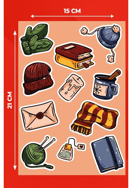 Sonbahar Kış Temalı Sticker Seti - Ajanda - Telefon - Laptop Sticker Seti 11 Adet