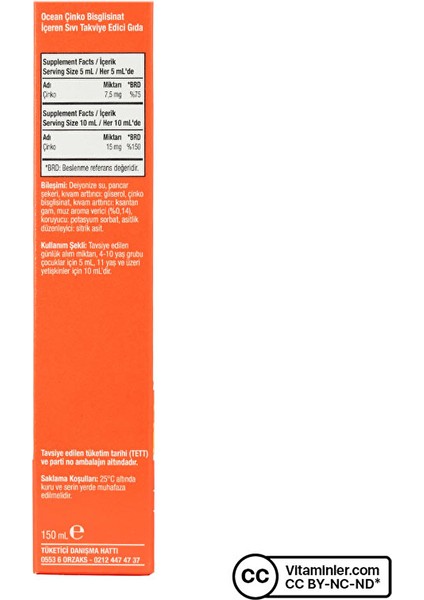Ocean Çinko Bisglisinat 150 Ml modelleri