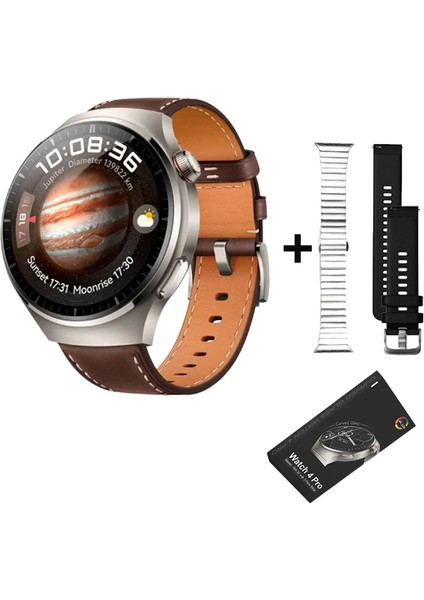 Hainoteko Rw-32 Kavisli Curved Amoled Ekran Metal+Deri+Silikon Kordonlu Watch 4 Pro Akıllı Saat