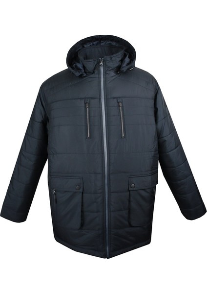 Erkek Büyük Beden Battal Boy Kalın Mont Dekons Lacivert