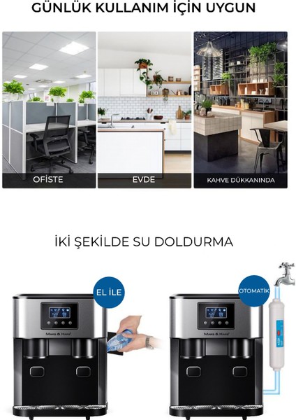 Buz Yapma Makinesi ve Soğuk Su Sebili - LCD Dokunmatik Ekran (18KG Kapasiteli)