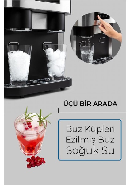 Buz Yapma Makinesi ve Soğuk Su Sebili - LCD Dokunmatik Ekran (18KG Kapasiteli)