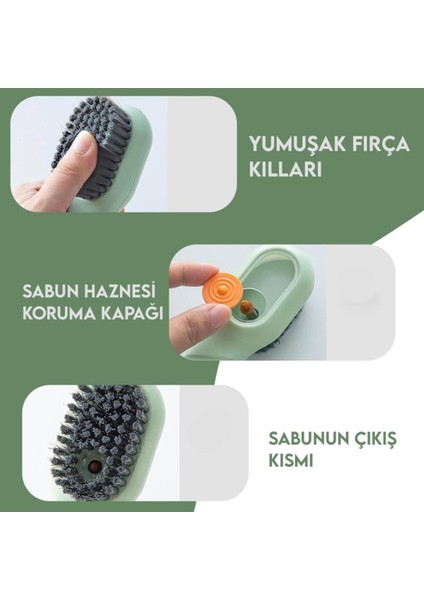 Deterjan Sabun Hazneli Temizlik Fırçası Saplı