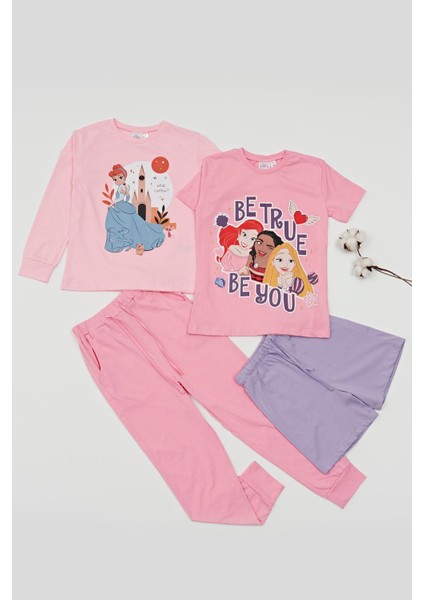 4'lü Disney Princess Baskılı Tshirt Şort Pantolon Takım fiyatları