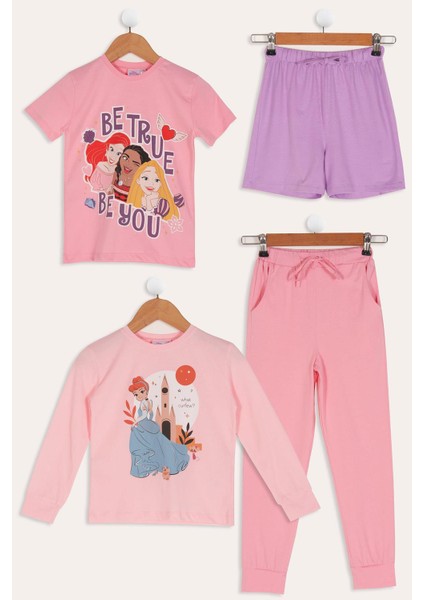 4'lü Disney Princess Baskılı Tshirt Şort Pantolon Takım indirimleri