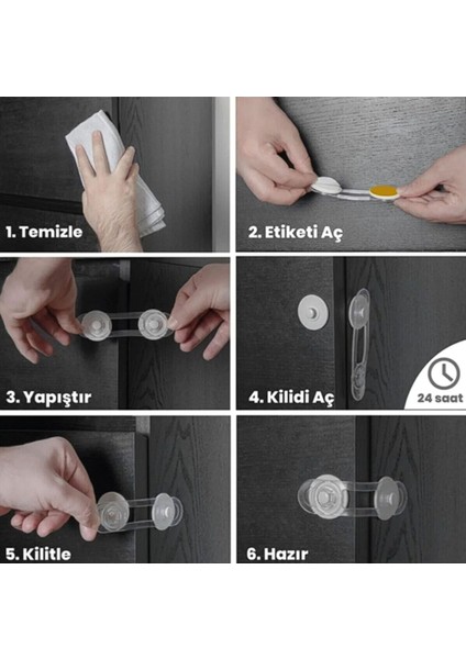 Alay Ticaret Bebek Güvenlik Dolap ve Çekmece Kilidi - 11 cm - 15 Adet