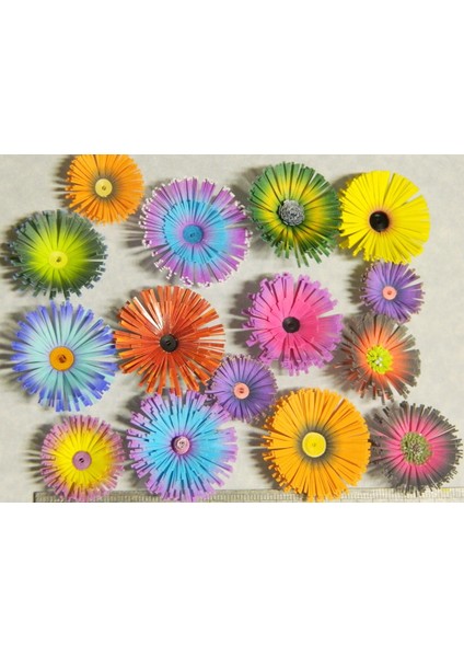 Koyu Yeşil - Mor Pembe- Açık Yeşil renk Geçişli Quilling Kağıdı