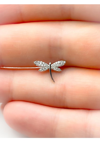 Cerrahi Çelik Zirkon Taşlı Yusufçuk Figürlü Kıkırdak Helix Tragus PIERCING(1ADET)
