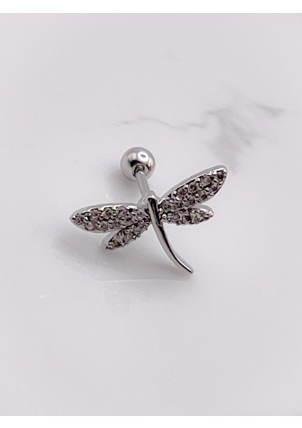 Cerrahi Çelik Zirkon Taşlı Yusufçuk Figürlü Kıkırdak Helix Tragus PIERCING(1ADET)