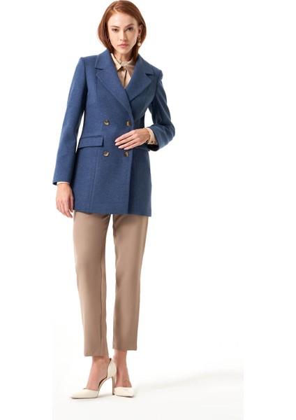 Kaşe Dokulu Indigo Ceket