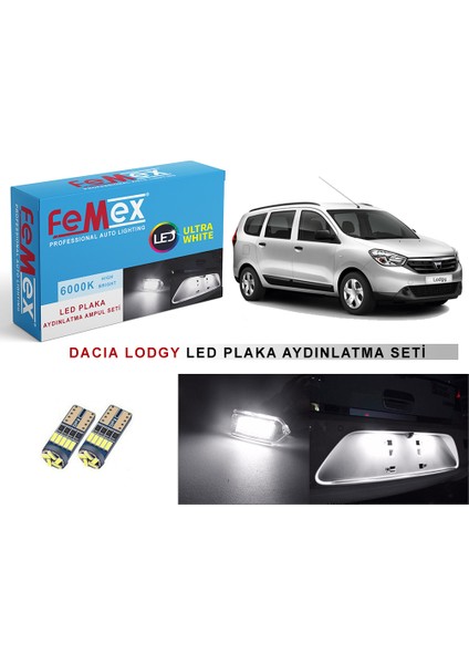 Dacia Lodgy LED Plaka Aydınlatma Ampul Seti Femex Parlak Beyaz
