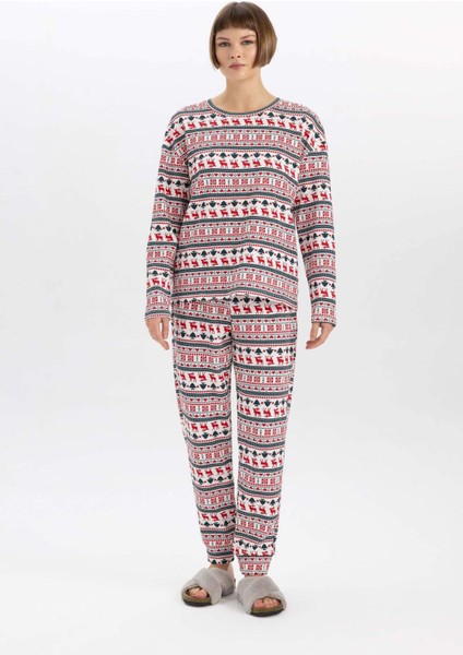 Fall in Love Yılbaşı Temalı Desenli Waffle Pijama Altı A7393AX23WN