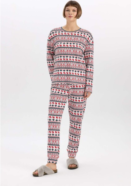 Fall in Love Yılbaşı Temalı Desenli Waffle Pijama Altı A7393AX23WN