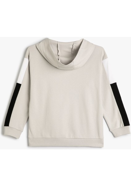 Kapşonlu Sweatshirt Kanguru Cepli Spor Temalı Baskı Detaylı Pamuklu fiyatları