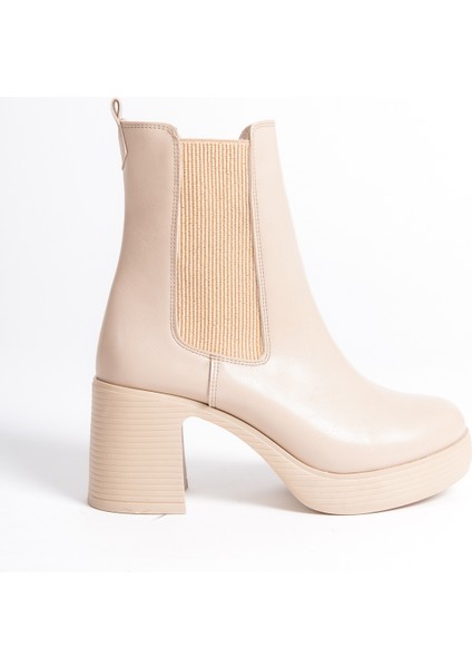 MBIBR203-N Kadın Nude Kalın Kısa Platform Topuklu Kısa Bot & Bootie modelleri