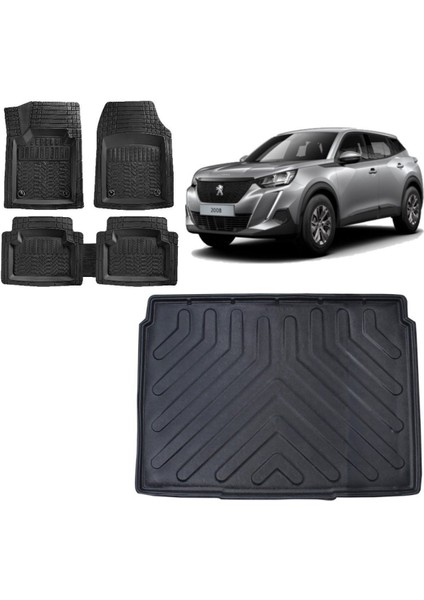 Peugeot 2008 2021 Model Uyumlu Üst Kademe 3D Bagaj Havuzu ve 4d Luxury Havuzlu Paspas