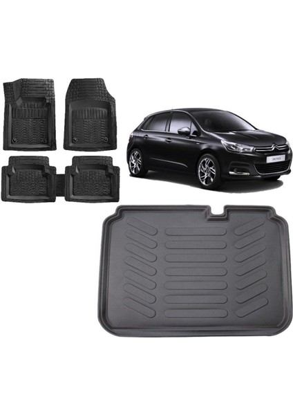 Citroen C4 2013 Uyumlu 3D Bagaj Havuzu ve 4d Luxury Havuzlu Paspas