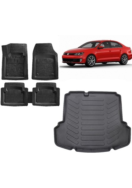 Volkswagen Jetta 2014 Model (Cepli) 3D Bagaj Havuzu ve 4d Luxury Havuzlu Paspas