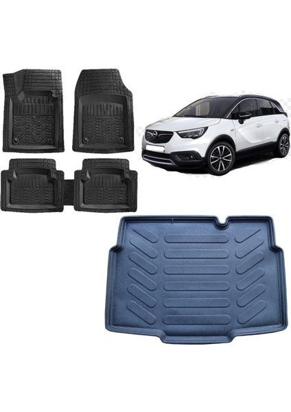 Opel Crossland 2017 Sonrası Alt Kademe 3D Bagaj Havuzu ve 4d Luxury Havuzlu Paspas