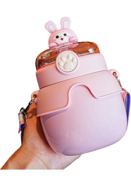 Yeni Stil Termos Bardak 316 Paslanmaz Çelik Yüksek Görünümlü Diyagonal Çocuk Pipetli Bardak Kızlar Için Süper Sevimli Taşınabilir Bardak (Yurt Dışından)