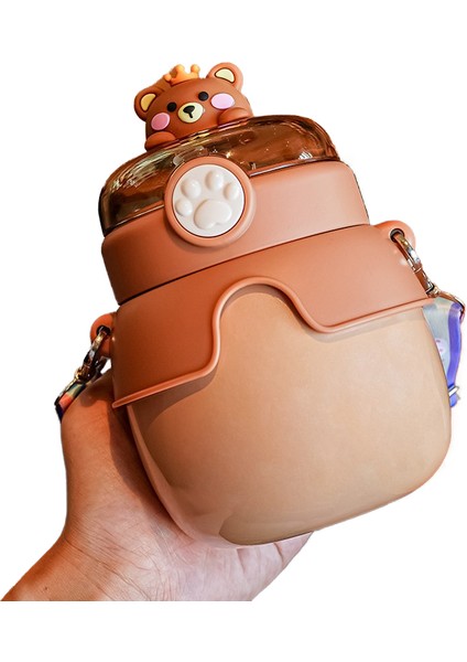 Yeni Stil Termos Bardak 316 Paslanmaz Çelik Yüksek Görünümlü Diyagonal Çocuk Pipetli Bardak Kızlar Için Süper Sevimli Taşınabilir Bardak (Yurt Dışından)