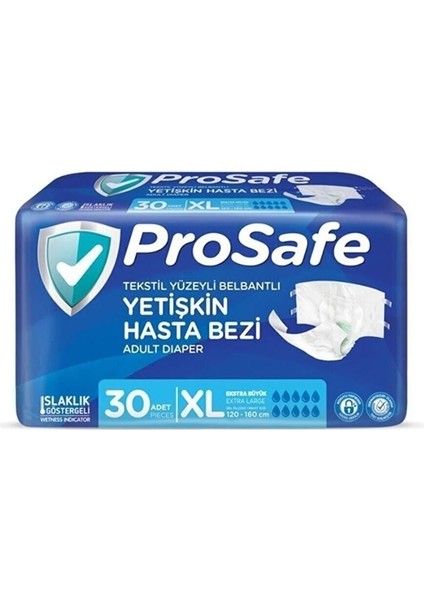 Tekstil Yüzeyli Bel Bantlı Yetişkin Hasta Bezi Xlarge 30'Lu 3 Paket 90 Adet