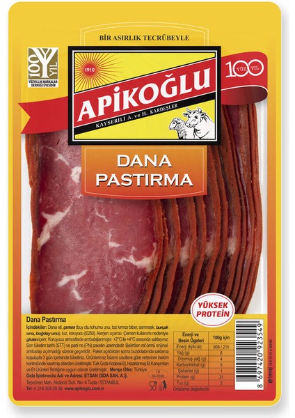 Dilimlenmiş Seçme Dana Pastırma 90 Gr. Üçlü Paket (Toplam 270 Gr.)