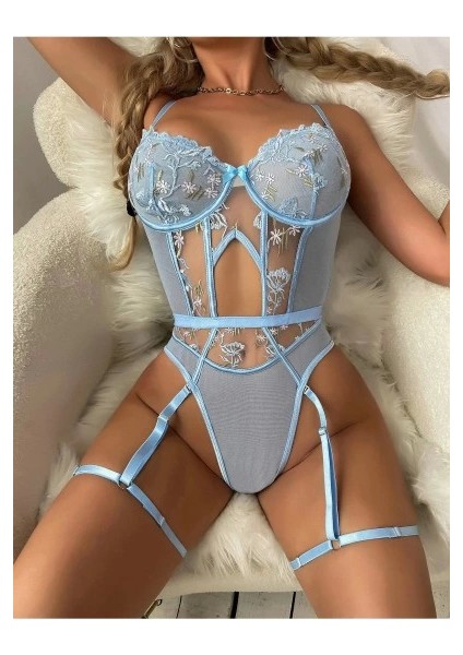 For Dreams 8413 Çiçekli Fantezi Bodysuit