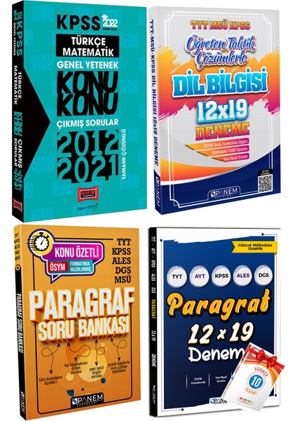 Yargı Yayınevi KPSS Türkçe Matematik Çıkmış Sorular+Panem Dil Bİl Deneme+Paragraf Sb+Pargraf Denem+Türkçe 10d