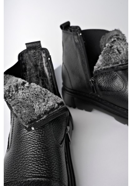 Minjae Garantili Hakiki Deri Fermuarlı Içi Kürklü Eva Taban Erkek Kışlık Bot modelleri