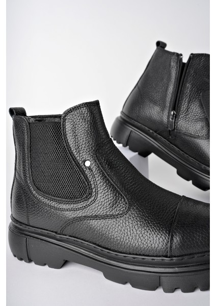 Minjae Garantili Hakiki Deri Fermuarlı Içi Kürklü Eva Taban Erkek Kışlık Bot indirimleri