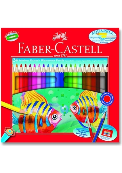 Faber-castell Sulu Boya Kalemi Aquarell Karton Kutu Tam Boy 24 Lü