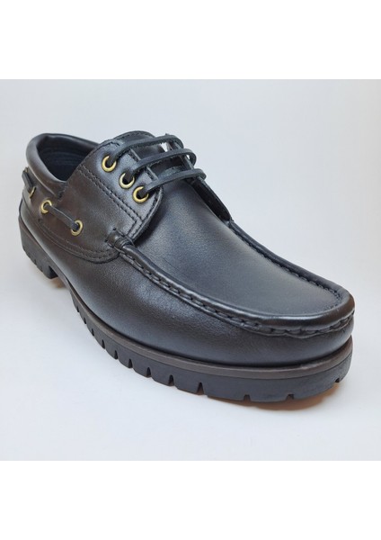 Tımbırlent Model Erkek 40-45 Hakiki Deri Kalın Kauçuk Taban Siyah Casual Comfort Ayakkabı