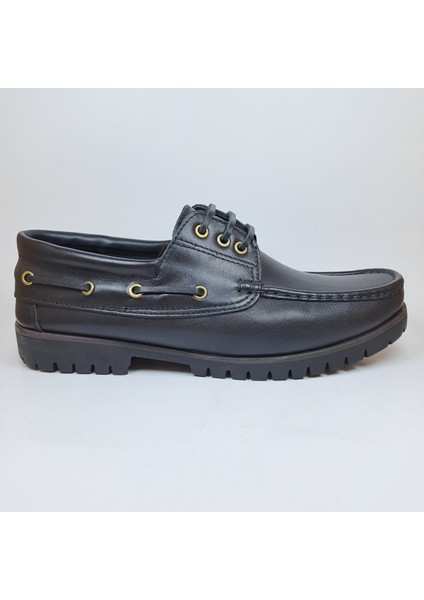 Tımbırlent Model Erkek 40-45 Hakiki Deri Kalın Kauçuk Taban Siyah Casual Comfort Ayakkabı