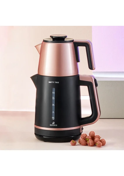 Berry Tea XL 2in1 Çelik Demlikli Çay Makinesi ve Kettle Roseberry