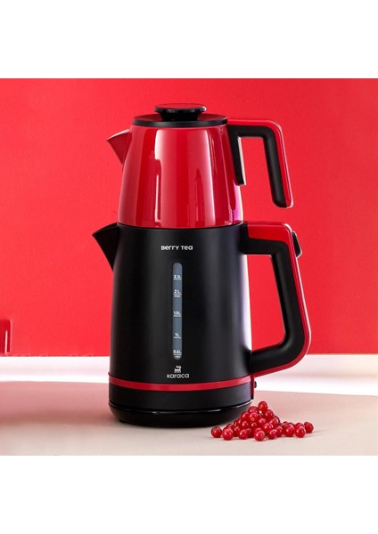 Berry Tea XL 2in1 Çelik Demlikli Çay Makinesi ve Kettle Cranberry