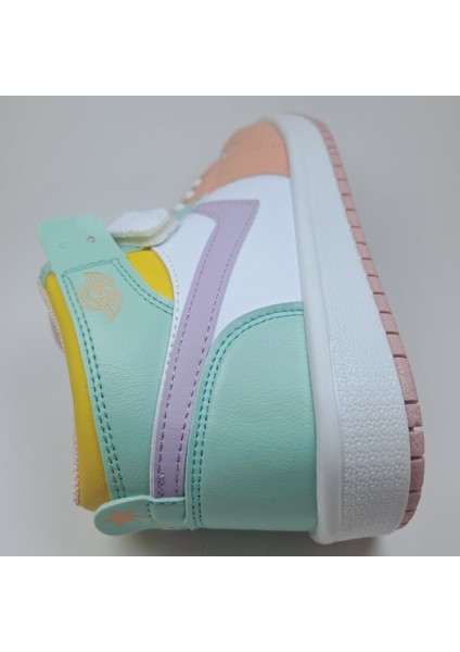 Unisex Çocuk Beyaz Pudra Lila Air Jordan Model Comfort Sneaker modelleri