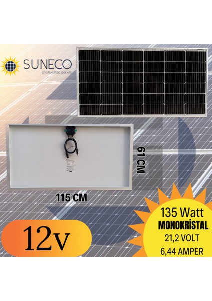 135W 150W Half-Cut Watt Monokristal Solar Güneş Paneli A Sınıf 12 Volt