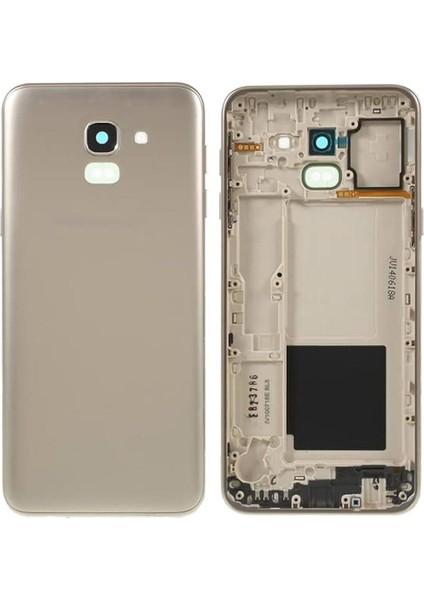 Samsung Galaxy J6,J600 Kasa Kapak Arka Pil Batarya Kapağı Gold (Yan Tuşlar ve Kamera Lensli)