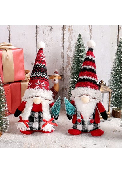 2 Noel Bebeği Çizgili Silindir Şapkalı Bebek Süslemeleri (Yurt Dışından) fırsatları