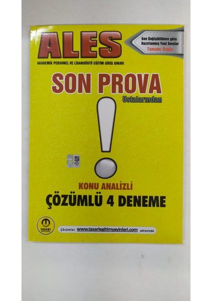 Ales   Son Prova Çözümlü 4  Deneme