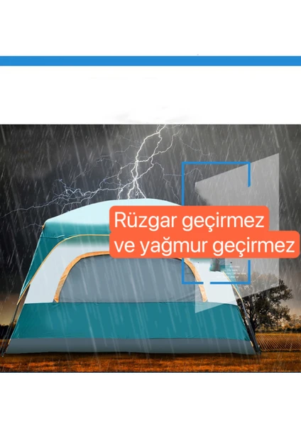 - Büyük Uzay Açık Kamp Çadırları 8-10 Kişi Çift Kat 1 Oda 1 Oturma Odası Kamp Çadırı 380*260*200 CM