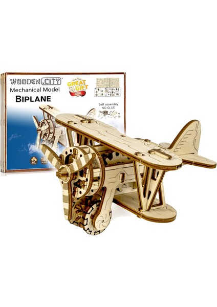 Yetişkinler Için Çift Kanatlı Ahşap 3D Yapbozlar - Boyama Için Ahşap Uçak Modeli - 3D Ahşap Yapbozlar Uçak - Yetişkinlerin Yapabileceği 63 Parçalı Ahşap Modeller - Yetişkinler Için (Yurt Dışından)