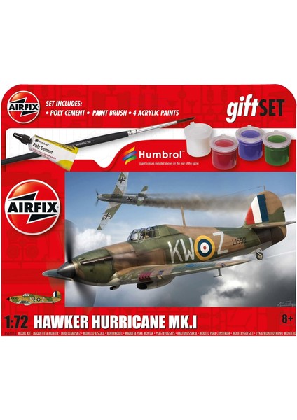 Başlangıç Hediye Seti Hawker Hurricane Mk I 1:72 Askeri Havacılık Plastik Model Kit A55111A (Yurt Dışından)